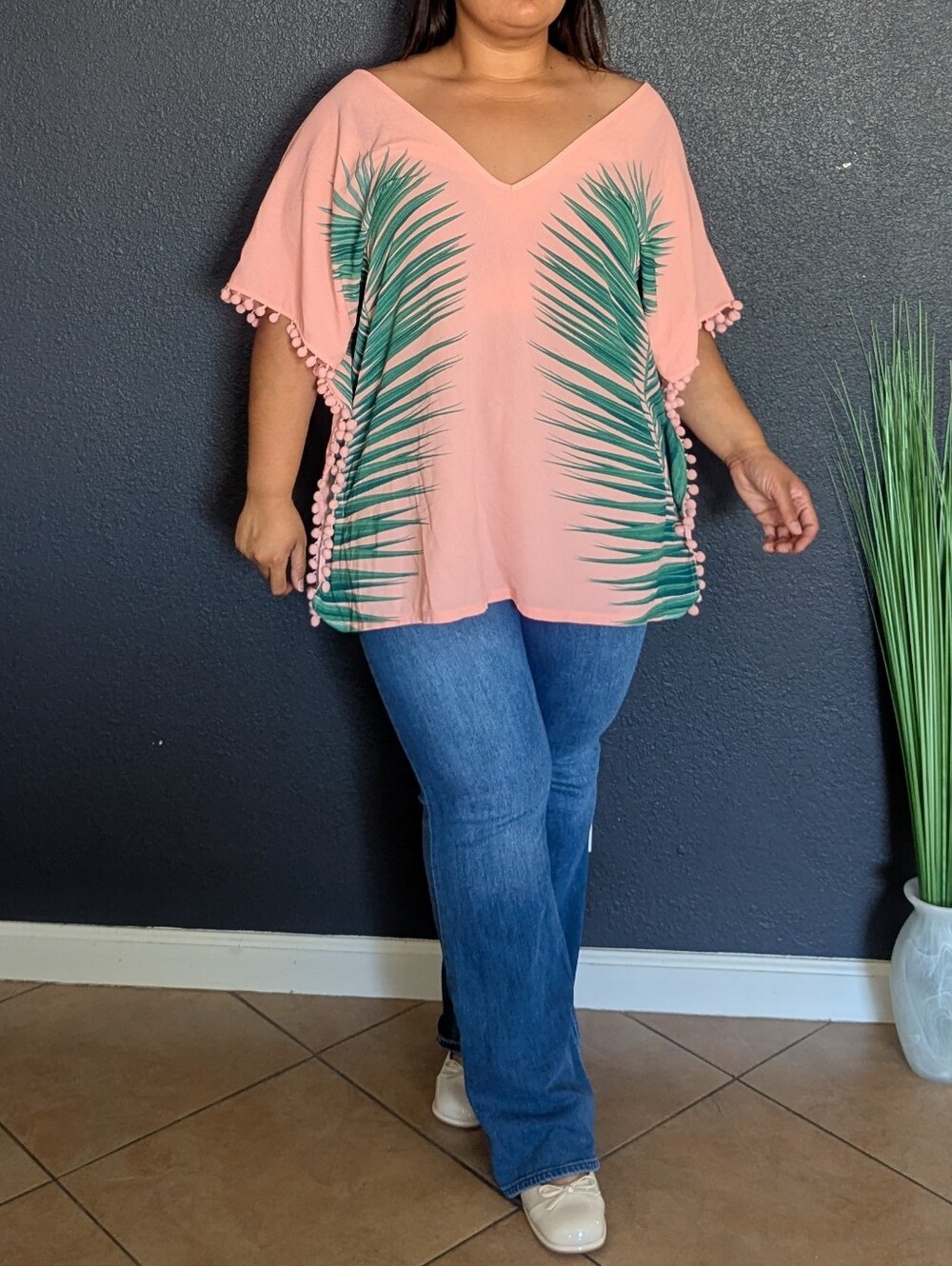 Xhilaration Swim Cover with pom pom trim